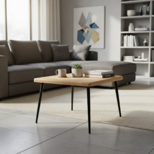 Salontafel | Minimalistisch Eiken met Zwarte Poten