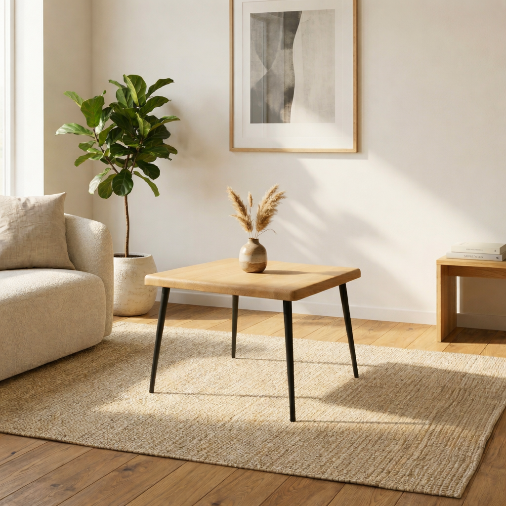 Salontafel | Minimalistisch Eiken met Zwarte Poten - Afbeelding 2
